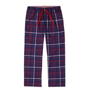 Loungers Mens Natural Cotton Tartan Lounge Pants / Red/Blue